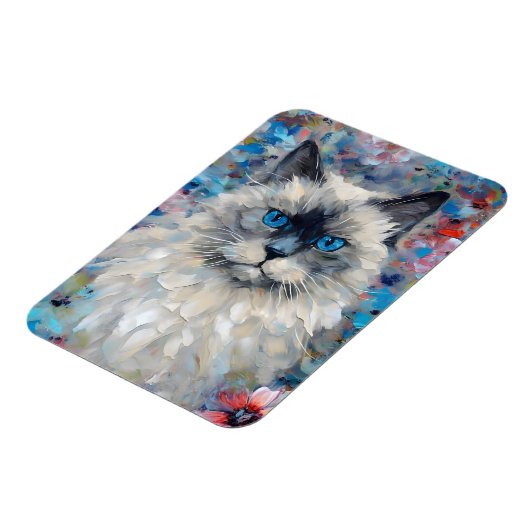 Farbenfrohe Birman Cat Magnet (Linke Seite)