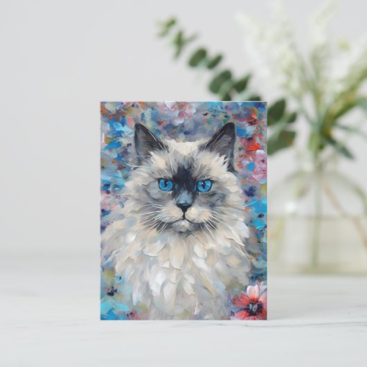 Farbenfrohe Birman Cat Postkarte (Stehend Vorderseite)