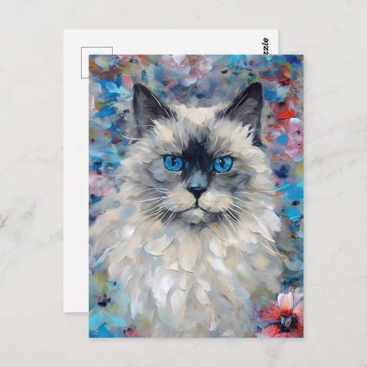 Farbenfrohe Birman Cat Postkarte (Vorne/Hinten)