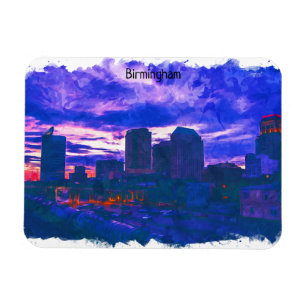 Farbenfrohe Birmingham UK Aquarellansicht Magnet