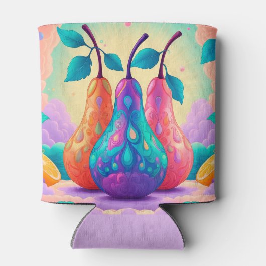 Farbenfrohe Birne Dosenkühler (Rückseite)