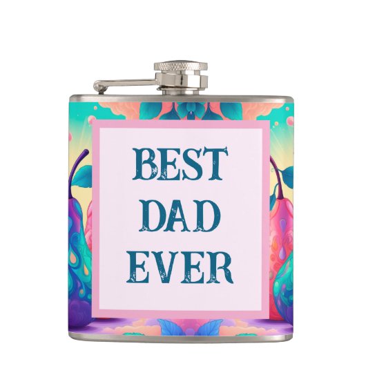 Farbenfrohe Birne mit bester Vater je Flachmann (Vorderseite)