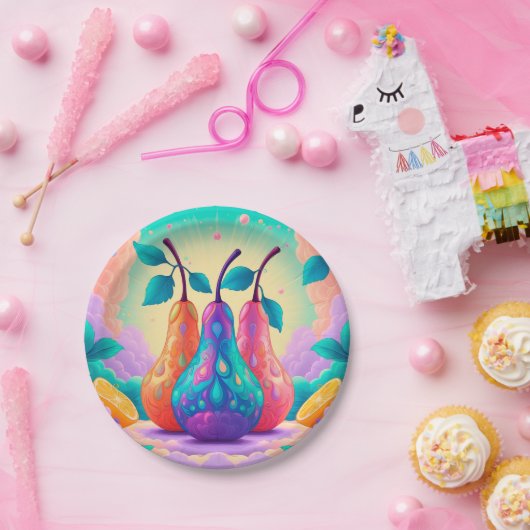 Farbenfrohe Birne Pappteller (Party)