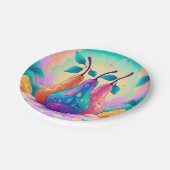 Farbenfrohe Birne Pappteller (Schrägansicht)