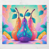 Farbenfrohe Birne Schaumweinetikett (Einzelnes Label)