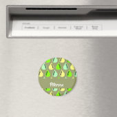 Farbenfrohe Birnen auf grün Magnet (In Situ (Geschirrspüler))