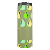 Farbenfrohe Birnen auf grün Thermosbecher (Rückseite)
