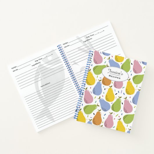 Farbenfrohe Birnen Fruchtmuster Personalisiertes R Notizblock (Innenseite)
