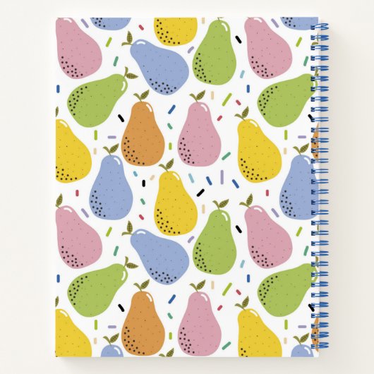 Farbenfrohe Birnen Fruchtmuster Personalisiertes R Notizblock (Rückseite)