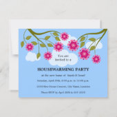 Farbenfrohe Birthäuser und Vogelhaus-Party Einladung (Rückseite)