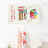 Farbenfrohe Birthday Balloons mit Kuchen und Gesch Banner (Insitu)