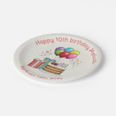 Farbenfrohe Birthday Balloons mit Kuchen und Gesch Pappteller (Schrägansicht)