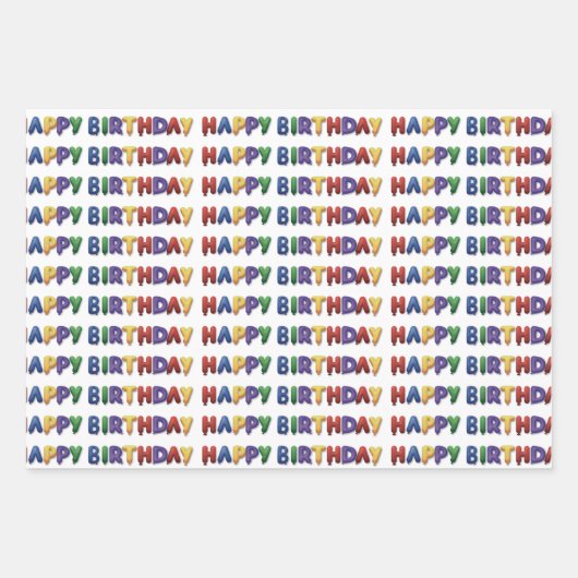 Farbenfrohe Birthday Balloons Packpapier Blätter (Vorderseite)