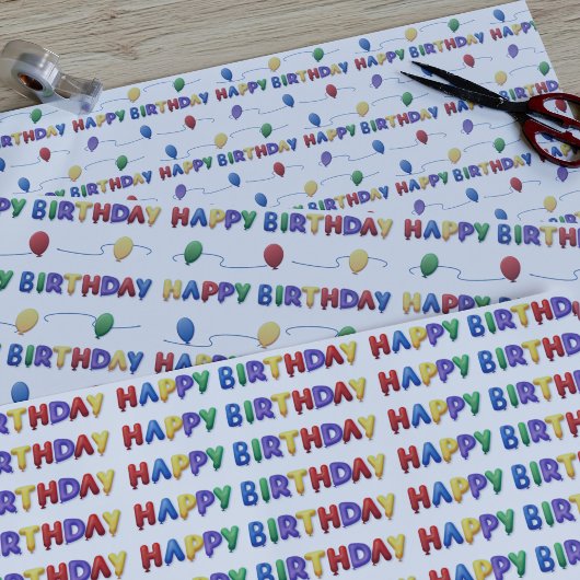 Farbenfrohe Birthday Balloons Packpapier Blätter