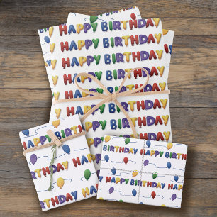 Farbenfrohe Birthday Balloons Packpapier Blätter