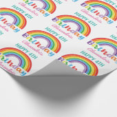 Farbenfrohe Birthday Rainbow Personalisiert Kids G Geschenkpapier (Ecke)