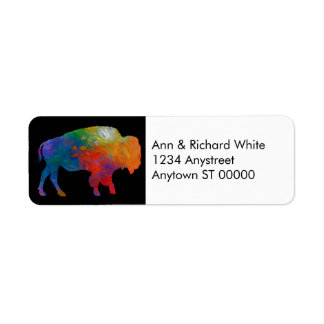 Farbenfrohe Bison-Kunst auf Schwarz und Weiß