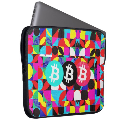 Farbenfrohe Bitcoin (Vibrant HD) Laptopschutzhülle (Vorne Rechts)