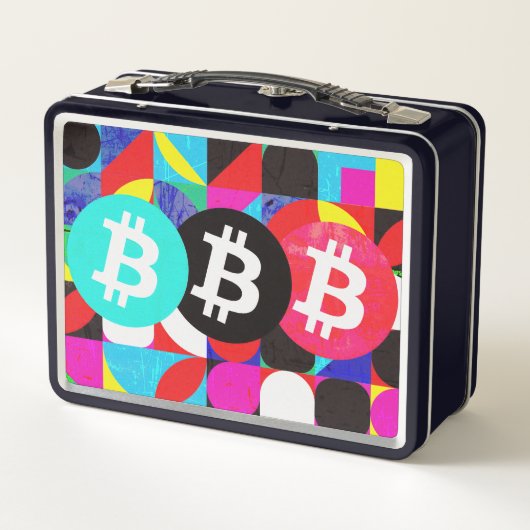 Farbenfrohe Bitcoin (Vibrant HD) Metall Brotdose (Rückseite)