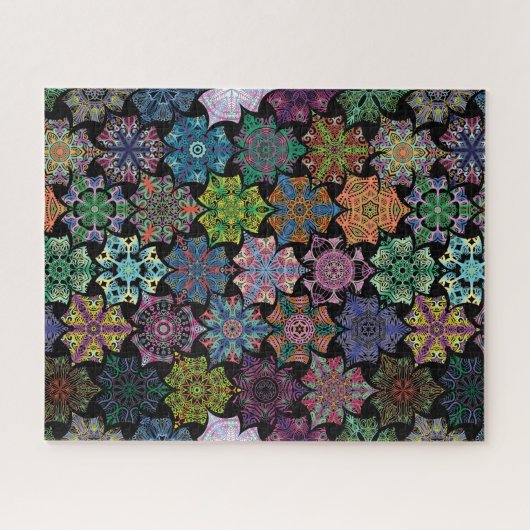 Farbenfrohe Black Boho Mandala Muster Jigsaw Puzzl Puzzle (Horizontal)