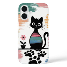 Farbenfrohe Black Cat iPhone Case - Niedliches Ges