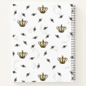 Farbenfrohe Black & Gold Queen Bee, Crown & Scroll Notizblock (Rückseite)