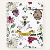 Farbenfrohe Black & Gold Queen Bee, Crown & Scroll Notizblock (Vorderseite)