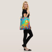 Farbenfrohe Bläschen Kunst Tasche (Am Model)