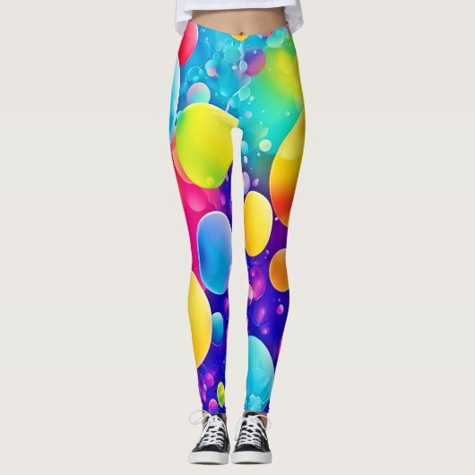 Farbenfrohe Blase Abstrakt Art Leggings (Vorderseite)