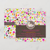 Farbenfrohe Blase-Gummi/Dots-Geburtshinweise Einladung (Vorne/Hinten)