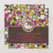 Farbenfrohe Blase-Gummi/Dots-Geburtshinweise Einladung (Vorne/Hinten)