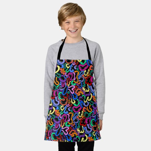 Farbenfrohe Blase-Muster Schürze (Getragen)