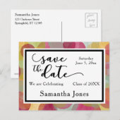 Farbenfrohe Blasen Design: Abschluss Save the Date Postkarte (Vorne/Hinten)