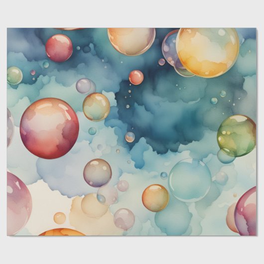 Farbenfrohe Blasen Geschenkpapier (Flach)