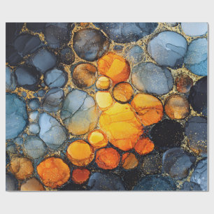 Farbenfrohe Blasen-Textur mit Gold-Fluid-Kunst Geschenkpapier