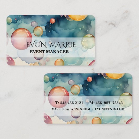 Farbenfrohe Blasen Visitenkarte (Vorne/Hinten)