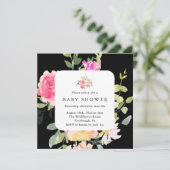 Farbenfrohe BläserBaby-Dusche QR-Code Schwarz Einladung (Stehend Vorderseite)