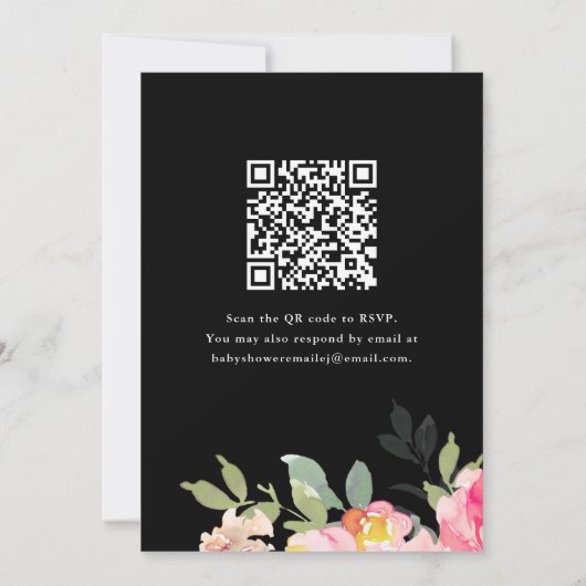 Farbenfrohe Bläserndusche Schwarz Einladung (Rückseite)