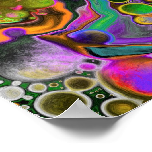 Farbenfrohe Blast Fluid Art Digital Pour Malerei Poster (Ecke)