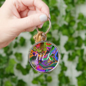 Farbenfrohe Blast Fluid Art Digital Pour Malerei Schlüsselanhänger (Hand)