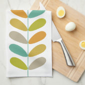 Farbenfrohe Blätter auf der Pflanze Retro Mittelal Geschirrtuch (Viertel Falte)