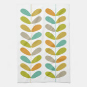 Farbenfrohe Blätter auf der Pflanze Retro Mittelal Geschirrtuch (Vertikal)