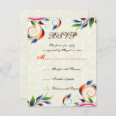 Farbenfrohe Blätter auf ecru Hochzeit RSVP Karte (Vorne/Hinten)