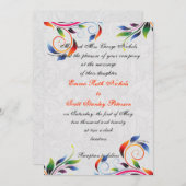 Farbenfrohe Blätter auf grauer Hochzeitseinladung Einladung (Vorne/Hinten)