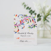 Farbenfrohe Blätter auf grauer Platzkarte (Stehend Vorderseite)