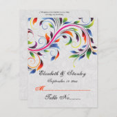 Farbenfrohe Blätter auf grauer Platzkarte (Vorne/Hinten)