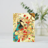 Farbenfrohe Blätter aus Kimono und wirbelnden Ahor Postkarte (Stehend Vorderseite)