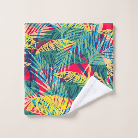 Farbenfrohe Blätter Badhandtuch Set (Waschlappen)