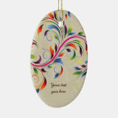 Farbenfrohe Blätter, beige Retro-Ornamente aus Blu Keramik Ornament (Rechts)