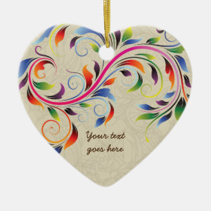 Farbenfrohe Blätter, beige Retro-Ornamente aus Blu Keramikornament